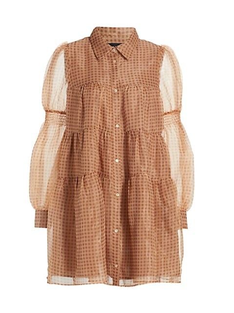 EN SAISON Gingham Organza Tiered Shirtdress - Fall Outfits | Saks Fifth Avenue