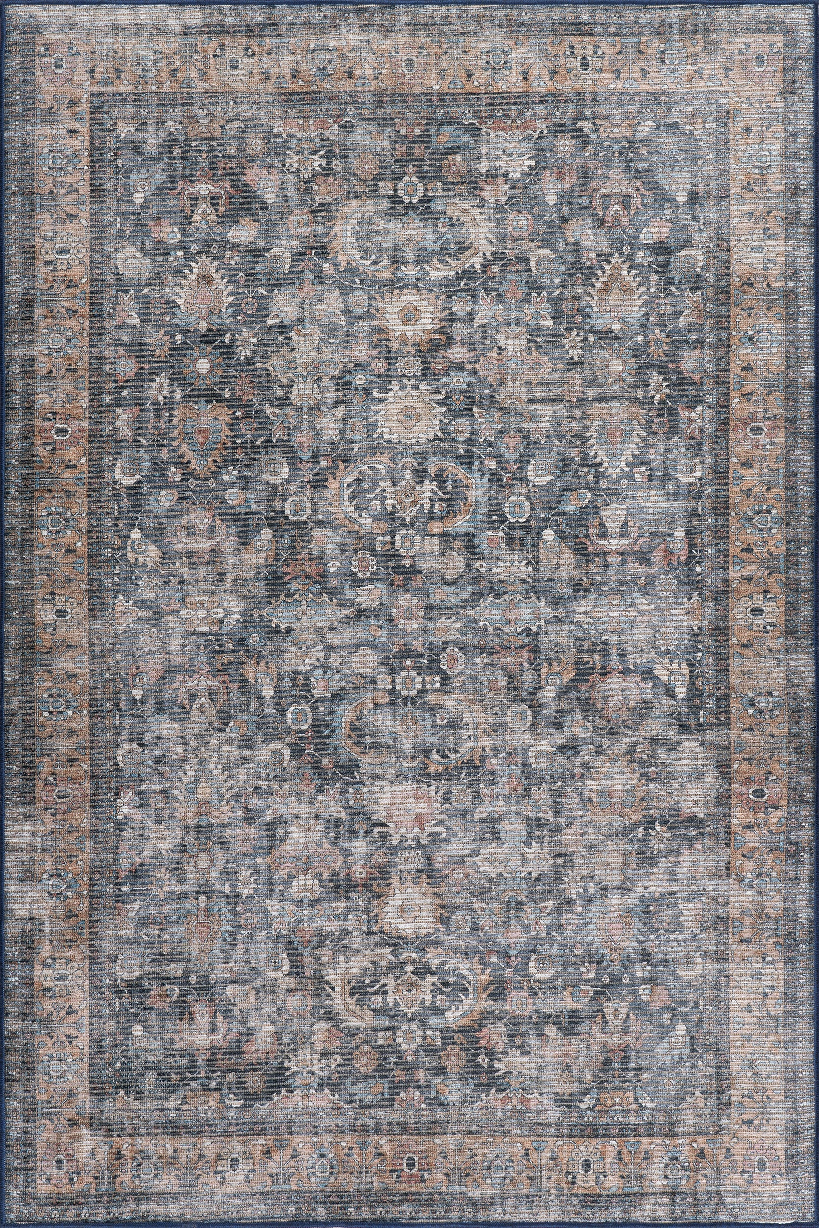 Arleth Medallion Washable Rug | Dark Grey | Rugs USA