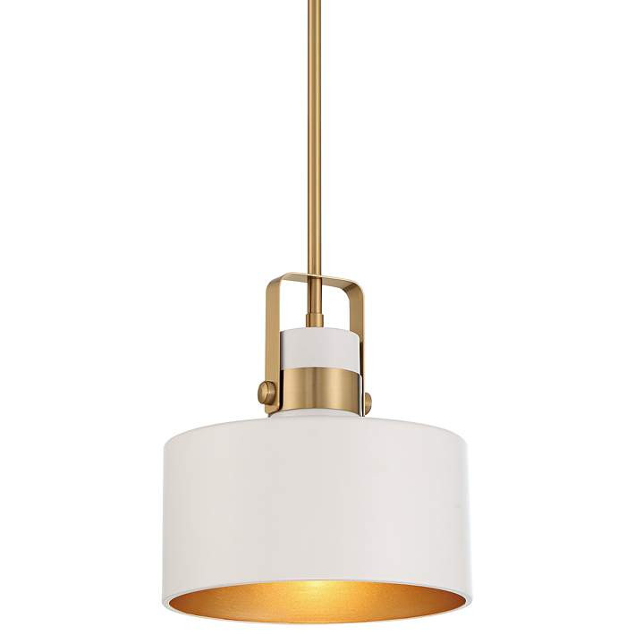 Courtney 10" Wide Soft Gold Matte White Mini Pendant Light - #342M1 | Lamps Plus | Lamps Plus