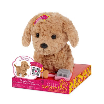 Our Generation Playful Paws Goldendoodle Puppy Walking & Barking Electronic Interactive Pet Dog Plush: Plastic Polyester Toy | Target