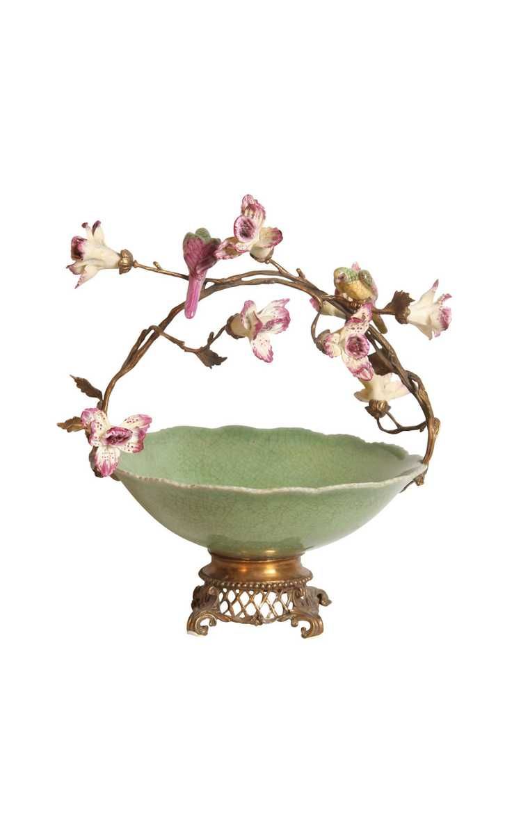 Decorated Green Bowl With Flowers | Moda Operandi (Global)