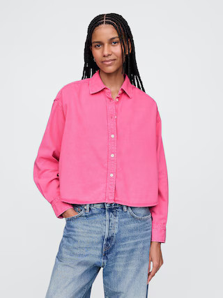 UltraSoft Denim Cropped Big Shirt | Gap (US)