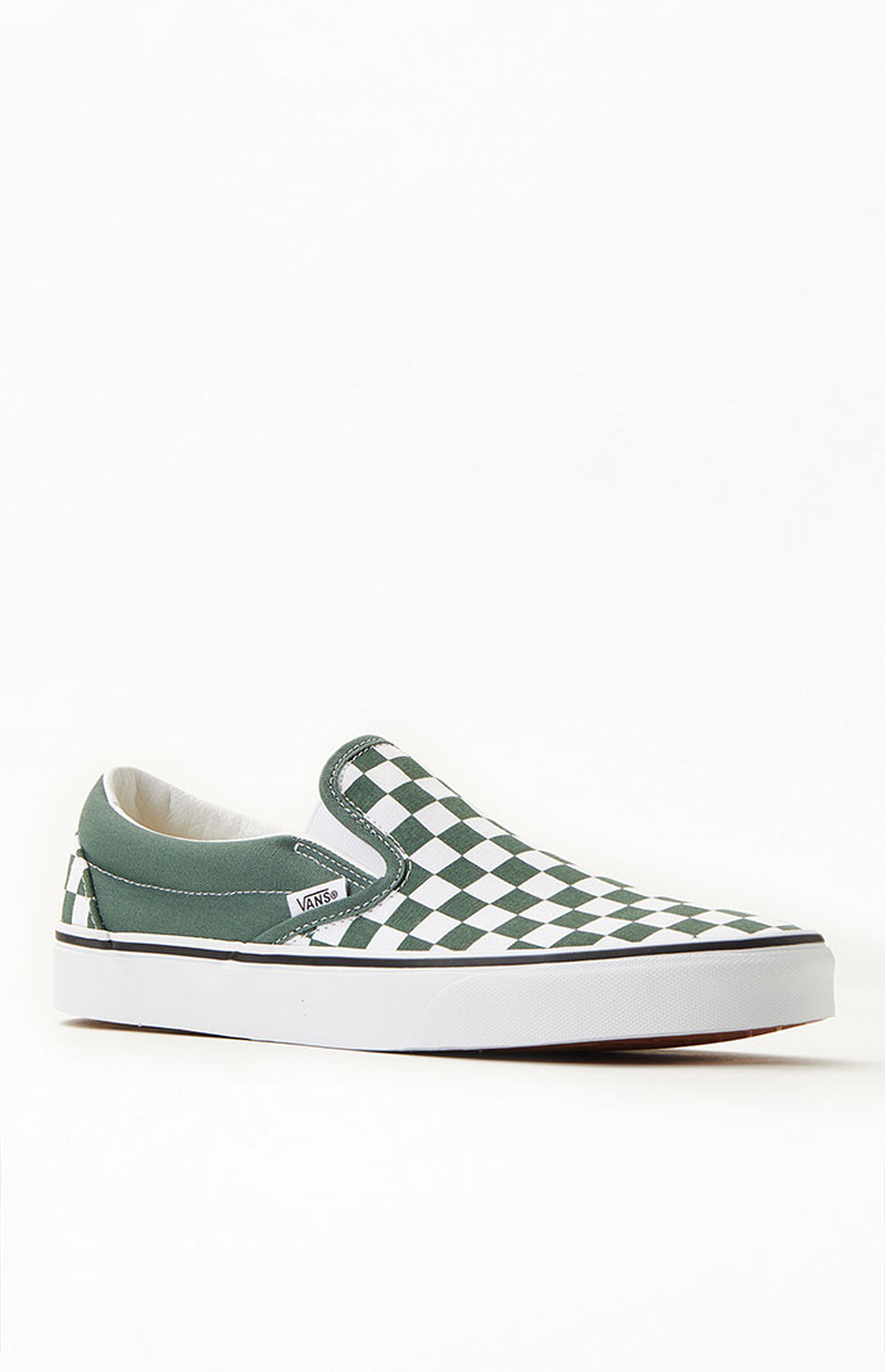 Vans Checkerboard Green Slip-On Shoes | PacSun | PacSun