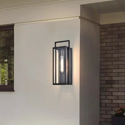 16 In. 1-light Matte Black Dusk To Dawn Outdoor Hardwired Wall Lantern Sconce With Clear Glass Shade | Wayfair North America
