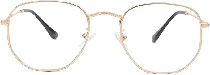 Pro Acme Hexagonal Non-Prescription Glasses Frame for Women Men Designer Square Round Metal Clear... | Amazon (US)