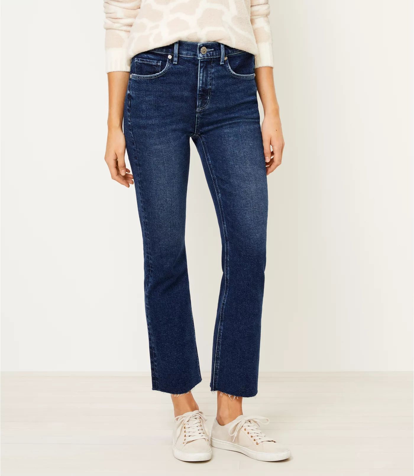 Flare Crop Jeans in Bright Authentic Indigo | LOFT | LOFT