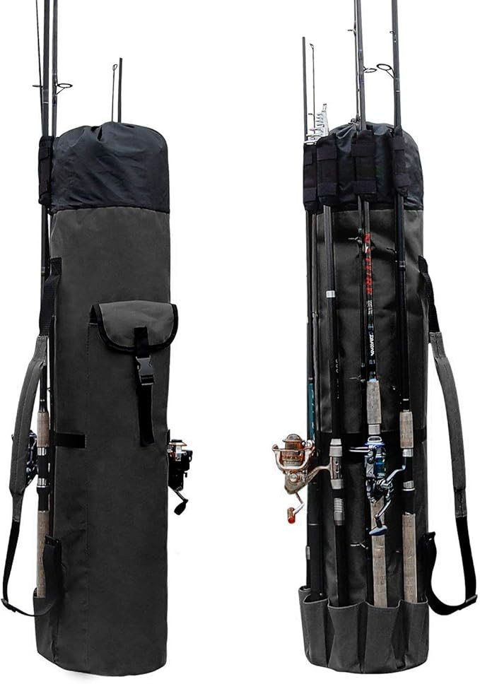 Allnice Durable Canvas Fishing Rod & Reel Organizer Bag Travel Carry Case Bag- Holds 5 Poles & Ta... | Amazon (US)