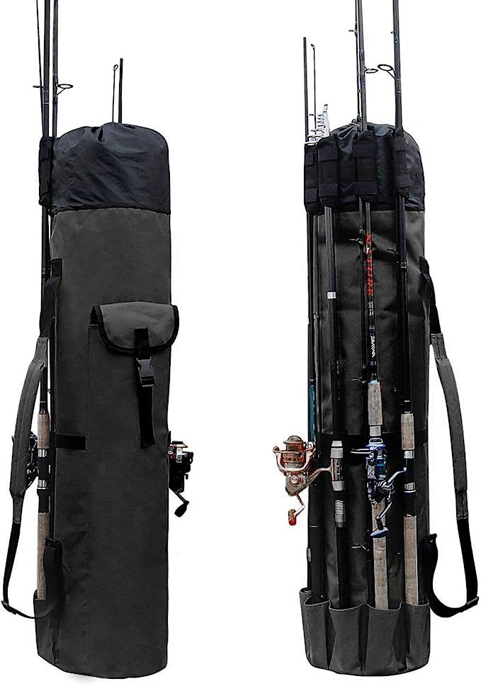 Allnice Durable Canvas Fishing Rod & Reel Organizer Bag Travel Carry Case Bag- Holds 5 Poles & Ta... | Amazon (US)