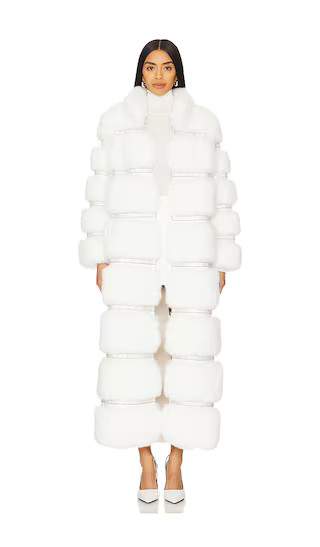 X Revolve The Diamond Luxe Full Length Faux Fur Coat in Whisper White | Revolve Clothing (Global)
