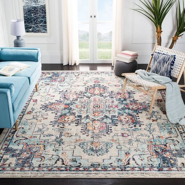 Safavieh Madison Diederike Vintage Boho Medallion Rug - 9' x 12' - Cream/Blue | Bed Bath & Beyond