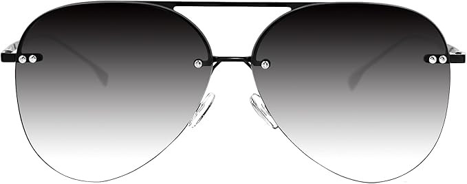 Vanolu Retro Rimless Women Aviator Sunglasses Classic Lady Oversized Sun Glasses | Amazon (US)