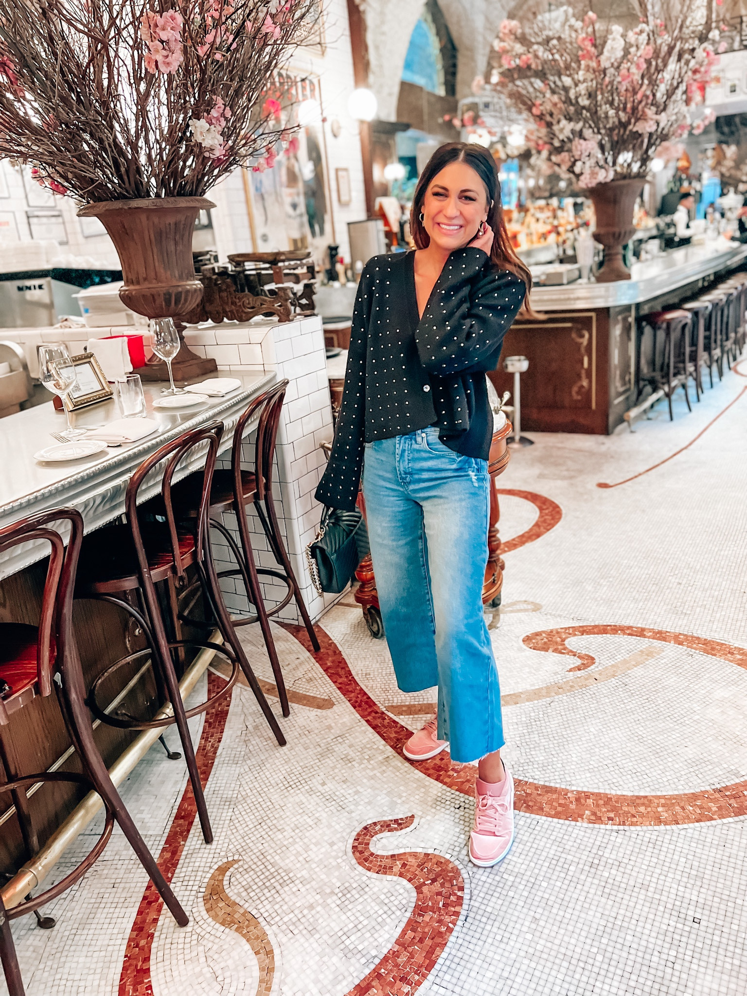 A perfect brunch outfit! Wide leg cropped denim, oversized cardigan with sparkles and Air Jordan Low SE sneakers. Add a YSL medium college bag and you’re brunch and travel ready! 
.
.
.
#ysl #ltkfind #sparkles #sneakers #traveloutfit #springfashion #momstyle #daydate #ltksale #vacationoutfits #jeans #workoutfit #pochettemetis 

#LTKshoecrush #LTKitbag #LTKFind