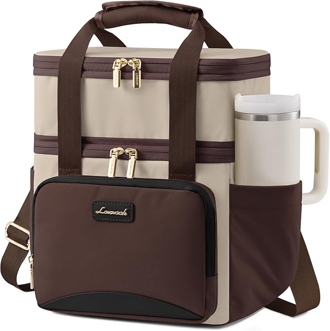 LOVEVOOK Insulated Lunch Bag For Women Men,Expandable Double Deck Lunch Box With Large Cup Holder... | Amazon (US)
