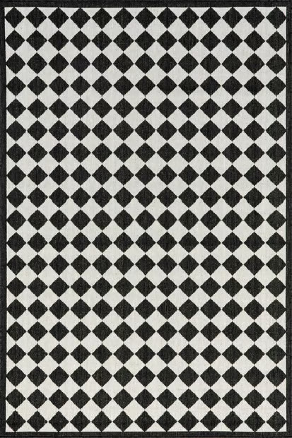 Summerfield Kristy Classic Checkered Indoor/Outdoor Black and Off White Rug | Rugs USA