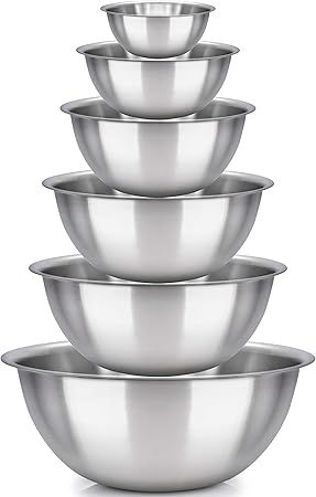 Amazon.com: mixing bowls - mixing bowl Set of 6 - stainless steel mixing bowls - Polished Mirror ... | Amazon (US)