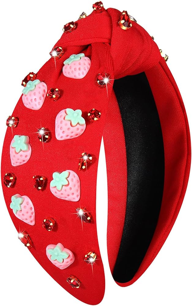 Strawberry Headband Fruit Headbands for Women Girls Pink Strawberry Knotted Headband Summer Beach... | Amazon (US)