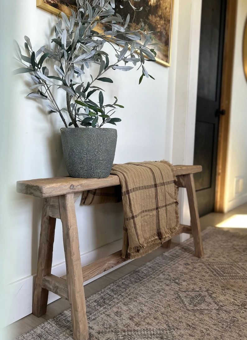 Vintage Inspired Skinny Bench, 46x5.5, Weathered Wood, Rustic Bench, Home Decor, Primitive Antiqu... | Etsy (US)