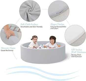 Foam Ball Pit, 47.2"x 13.8" Large Ball Pits for Toddlers, Soft Round Kiddie Baby Playpen Ball Poo... | Amazon (US)