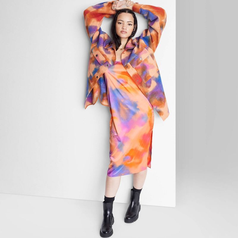 Women's Satin Slip Dress - Wild Fable™ Orange Tie-Dye | Target