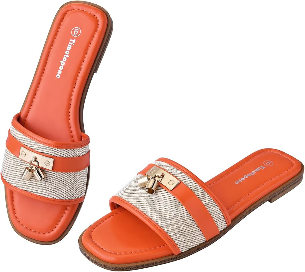 Dressy Flat Sandals for Women Elegant Summer Comfortable Slides Sandal 2026 Trendy Fashion Square... | Amazon (US)