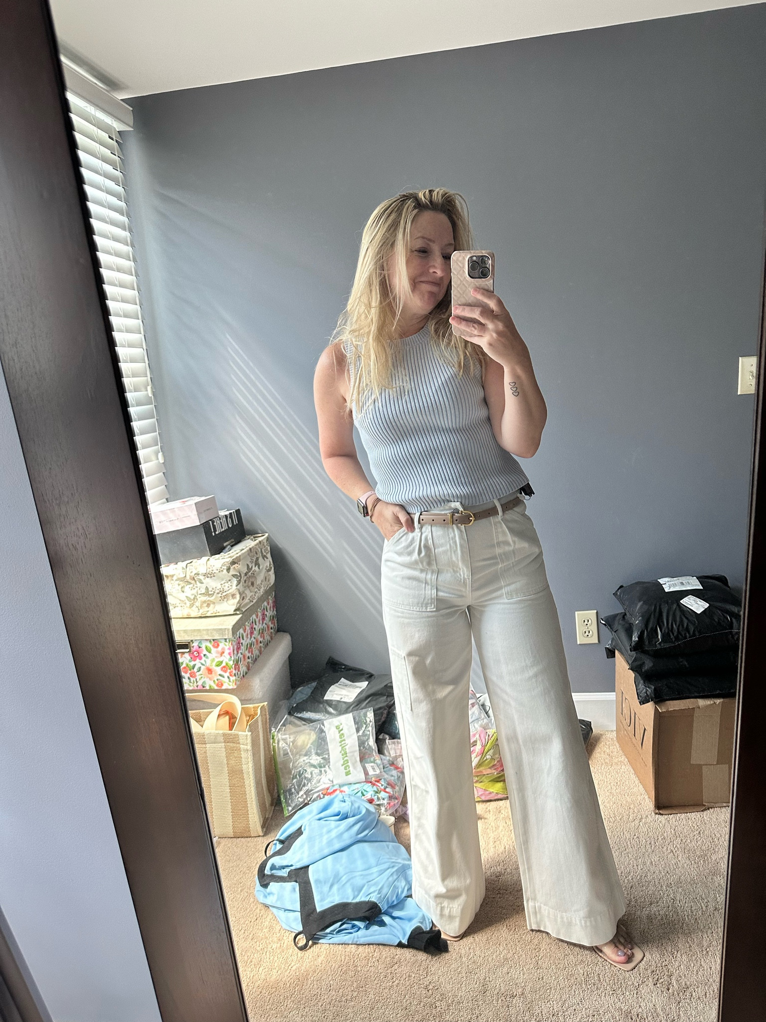 Summer outfit
Sky blue tank
White jean
Belt


#LTKSummerSales #LTKOver40 #LTKStyleTip