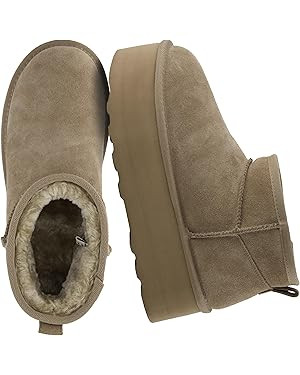 CUSHIONAIRE Hippy Women’s Platform Ankle Boots – Genuine Suede, Faux Fur Lining, Cozy Winter ... | Amazon (US)