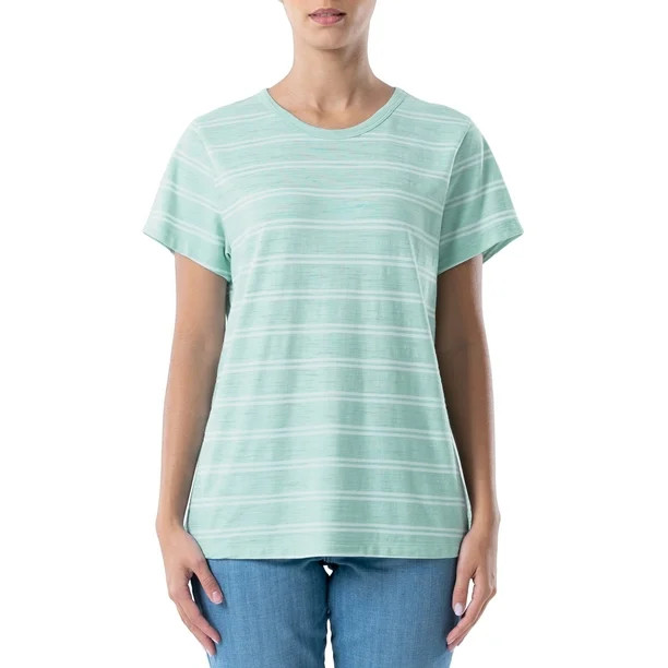 Time and Tru Women's Short Sleeve Slub Crew T-Shirt | Walmart (US)