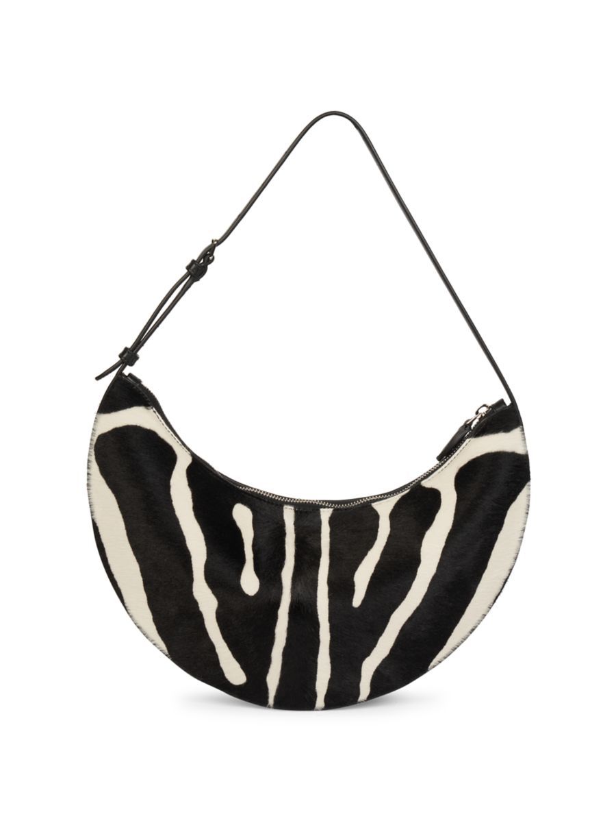 Demi-Lune Zebra-Printed Leather Shoulder Bag | Saks Fifth Avenue
