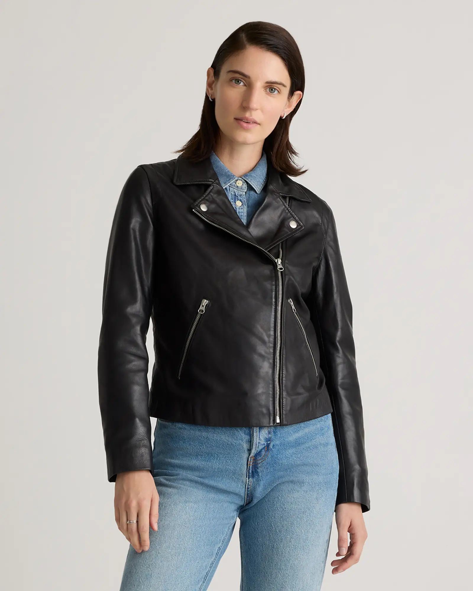 100% Washed Leather Biker Jacket | Quince