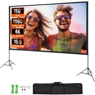 VEVOR Projector Screen 150 in. with Stand Outdoor Movie Screen with Stand Wrinkle-Free Projection... | The Home Depot