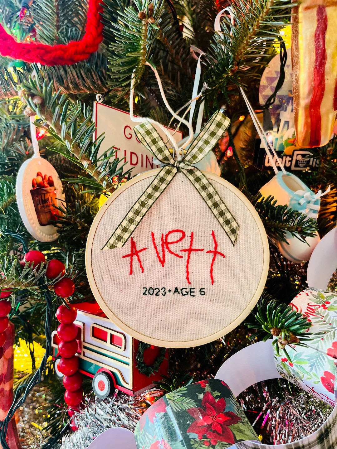 Will Ship AFTER CHRISMTAS Personalized Hand Embroidered Children's Ornament: Handwriting Keepsake... | Etsy (US)