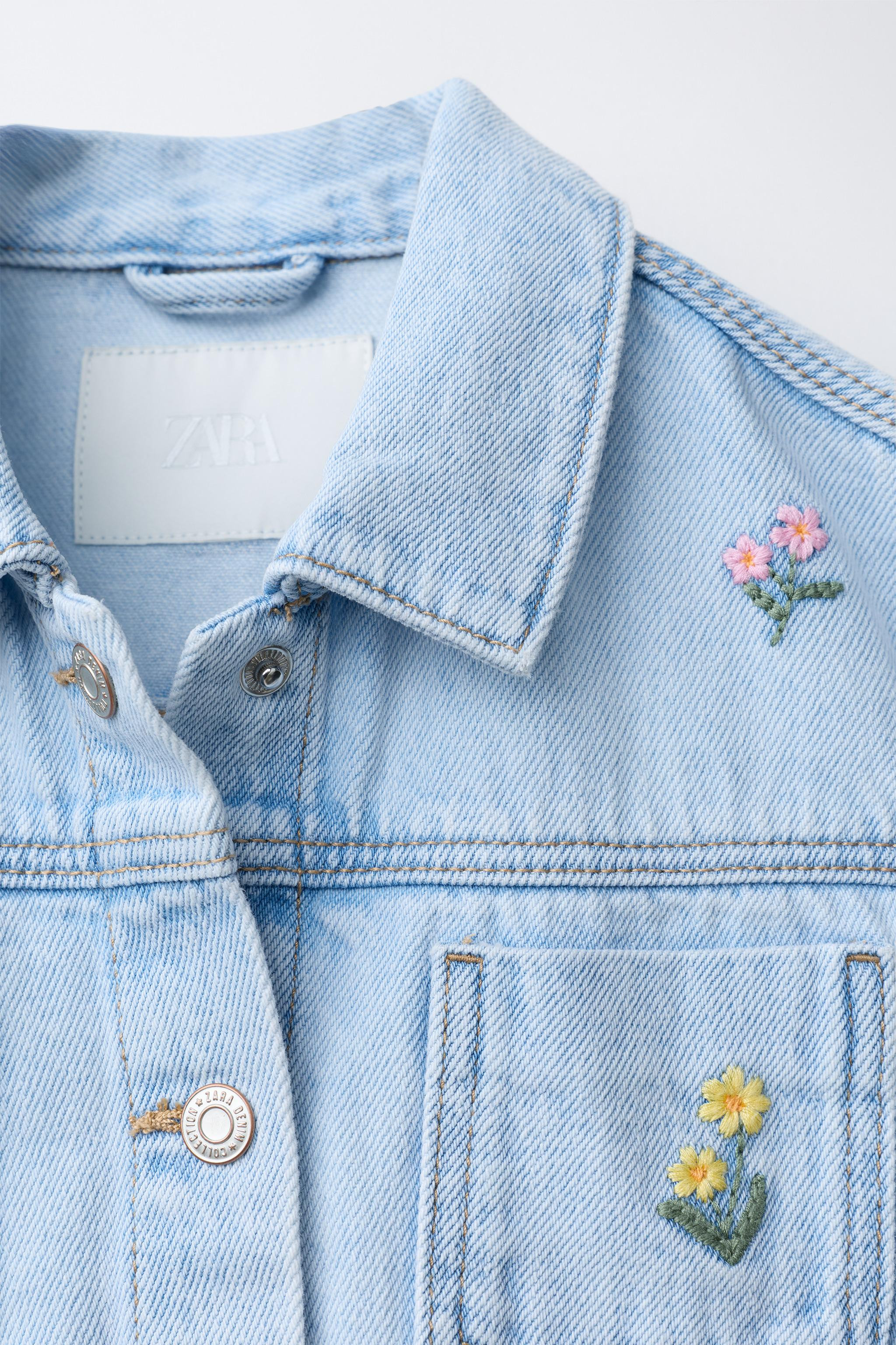 EMBROIDERED FLORAL DENIM JACKET | Zara US
