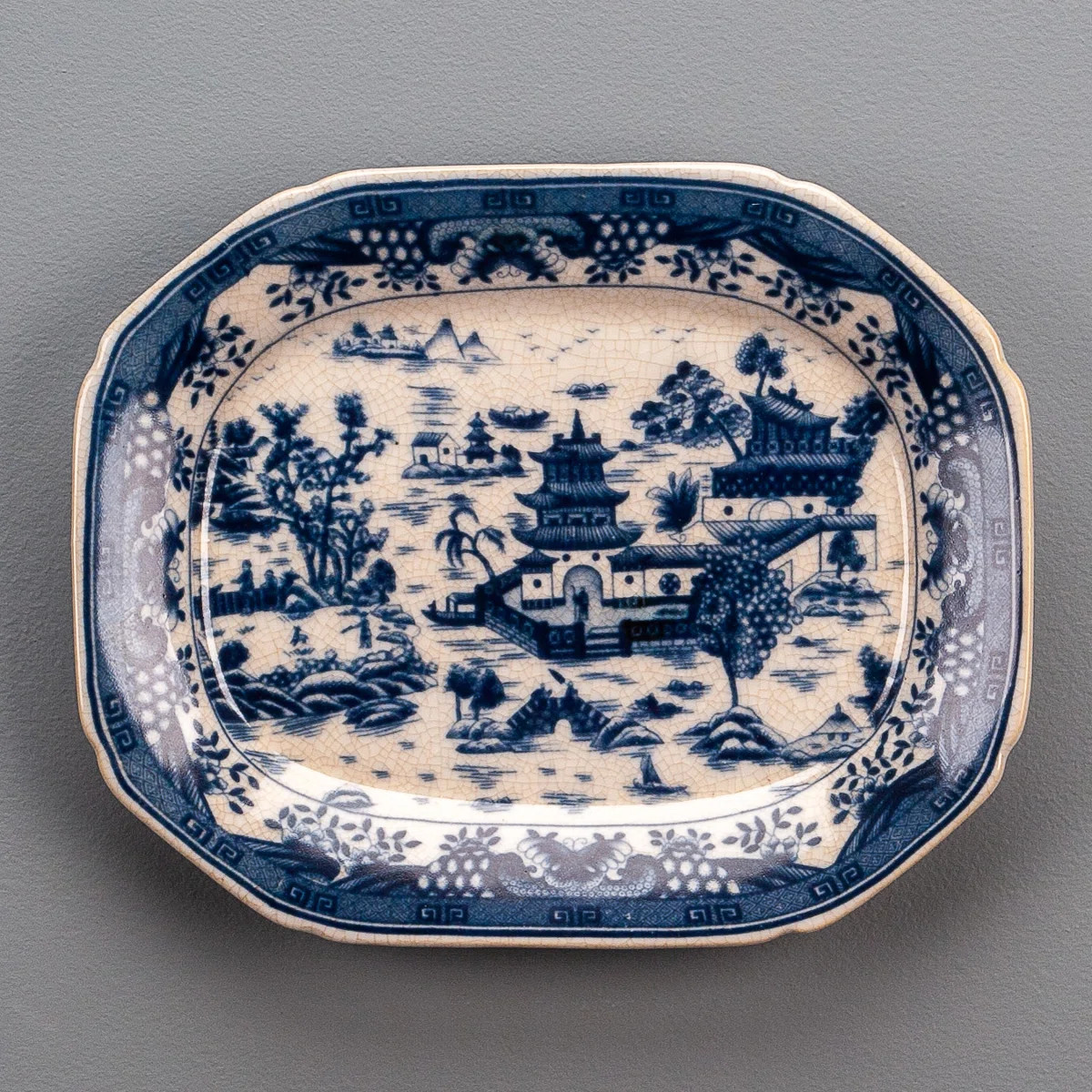 Porcelain Platter Blue and White Willow | Wayfair North America