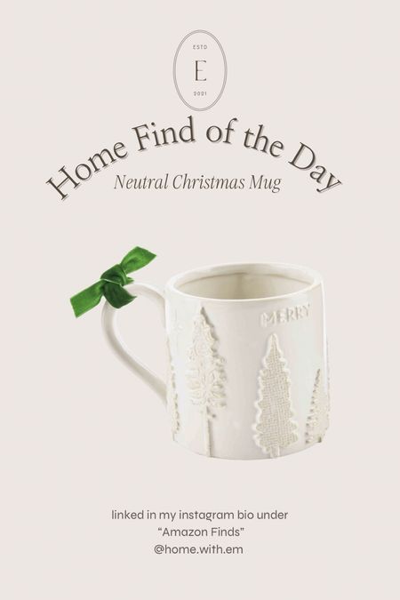 
The Home Find of the Day today is this adorable neutral christmas mug! Anyone else have a weird thing for cups & mugs? Especially christmas and holiday ones!? Lol

Neutral christmas decor, neutral holiday decor, home decor 

#homewithem #homefindoftheday #christmasmugs #chtistmasdecor #holidaydecor #neutralchristmasdecor #neutralholidaydecor 