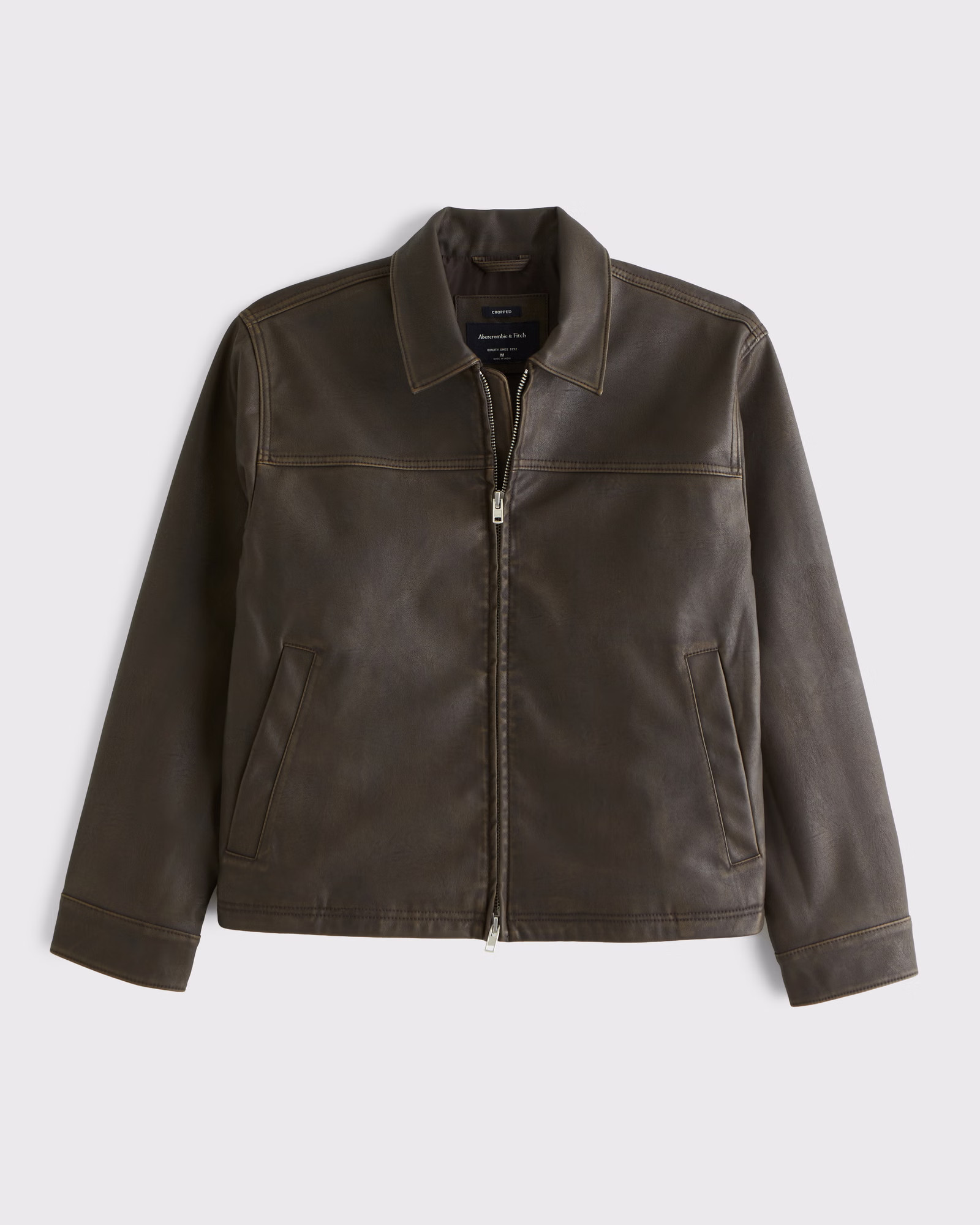 Easy Vegan Leather Zip Jacket | Abercrombie & Fitch (US)