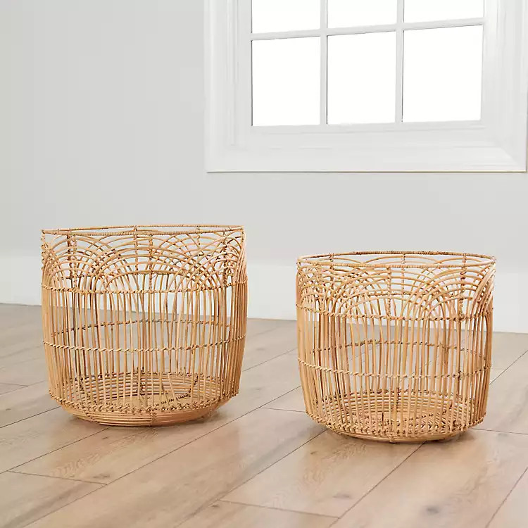 Natural Rattan Arch Weave 2-pc. Basket Set | Kirkland's Home
