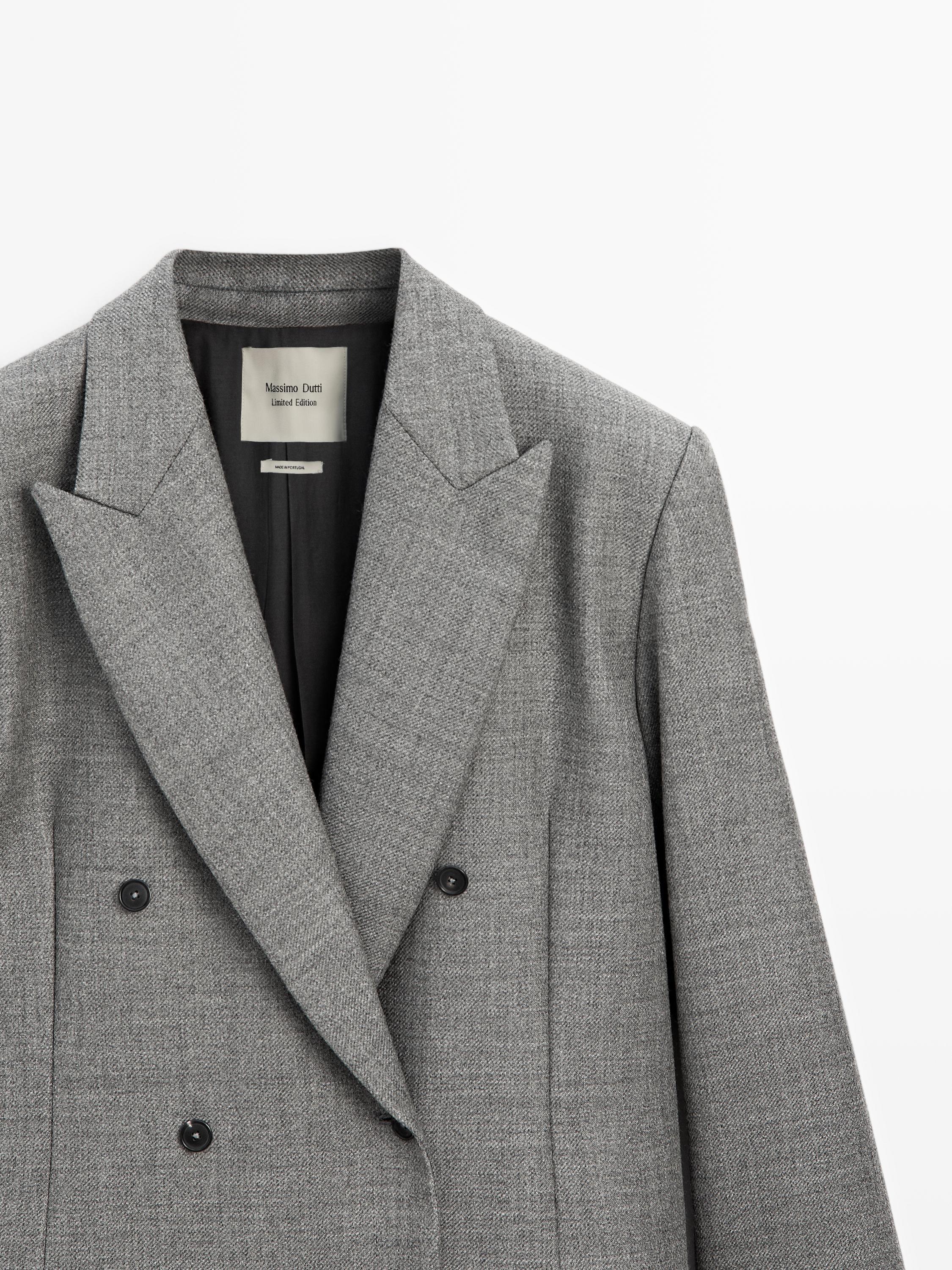 Long 100% wool coat with notch lapel - LIMITED | Massimo Dutti US
