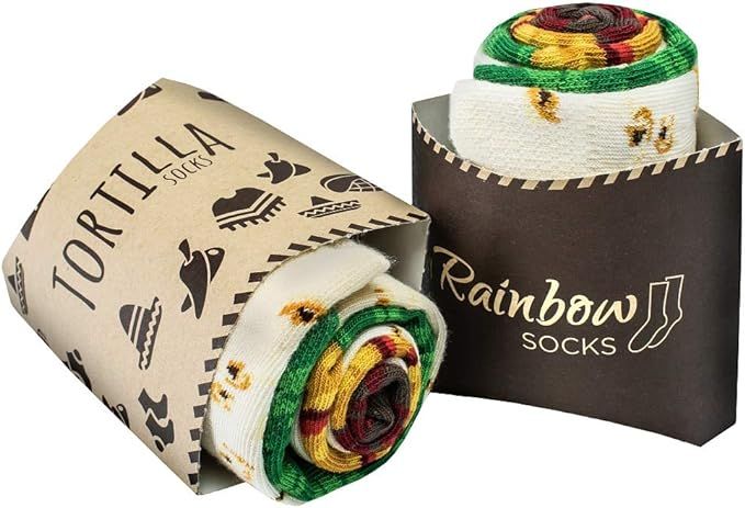 Rainbow Socks - Mens Womens Mexican Wrap Novelty Socks - Funny Gift - 2 Pairs | Amazon (US)