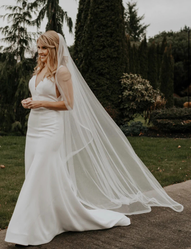 Thin Horsehair Drape Cut Veil - Etsy | Etsy (US)