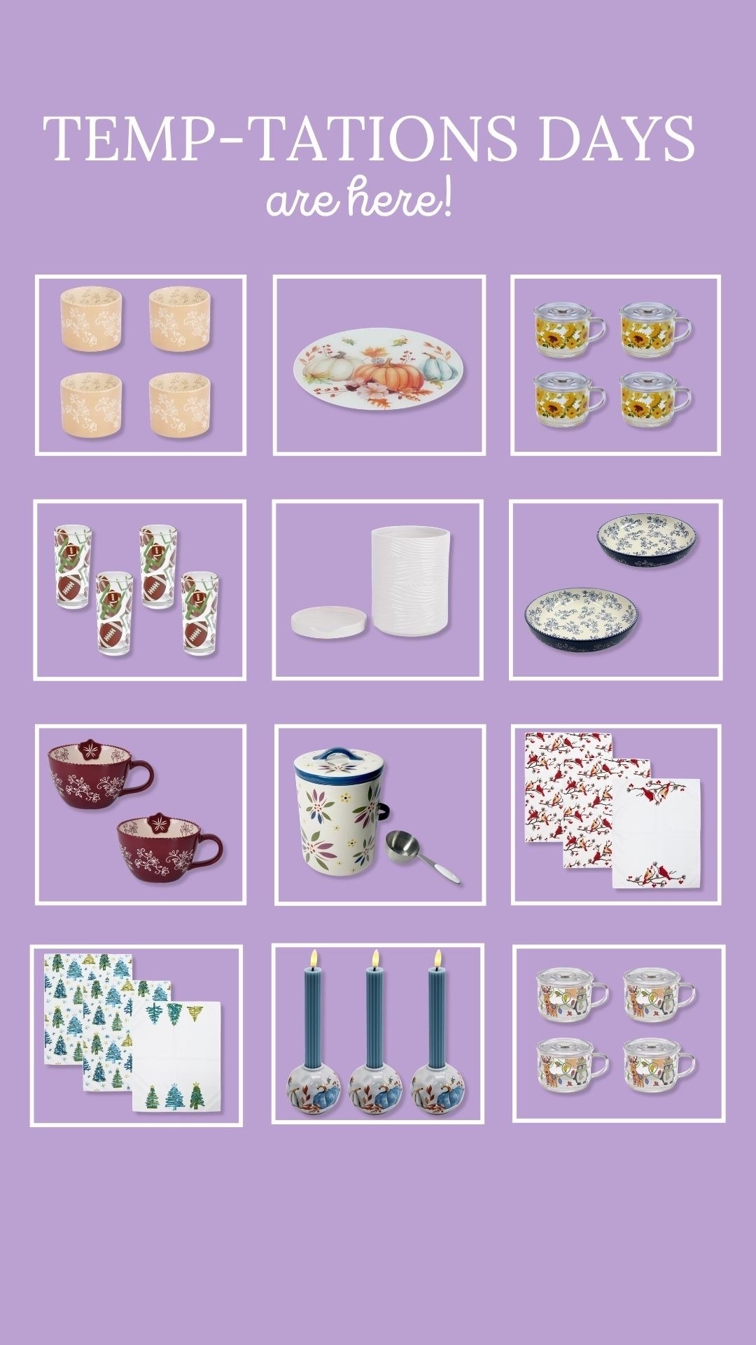 Temp-tations Days is officially here!! Shop over 50+ new items, fun new patterns, and seasonal favorites all month long 🧡

#LTKSeasonal #LTKHome #LTKfoodie