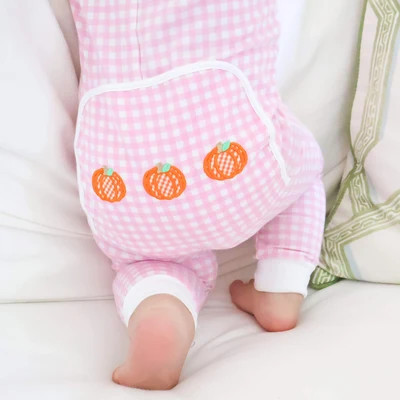 Pumpkin Trio Pink Gingham Zip Sleeper | Classic Whimsy