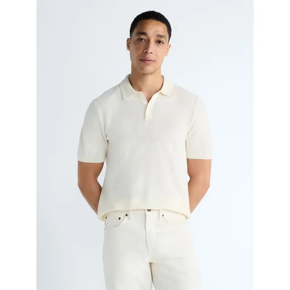 Free Assembly Men's Boucle Polo Sweater with Short Sleeves, Sizes XS-3XL | Walmart (US)
