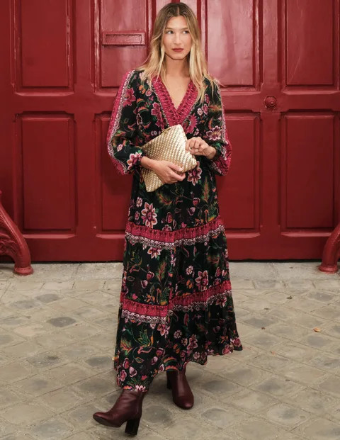 V-Neck Ruffle Maxi Dress | Boden (US)