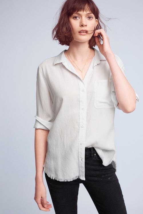 Frayed-Hem Buttondown | Anthropologie (US)