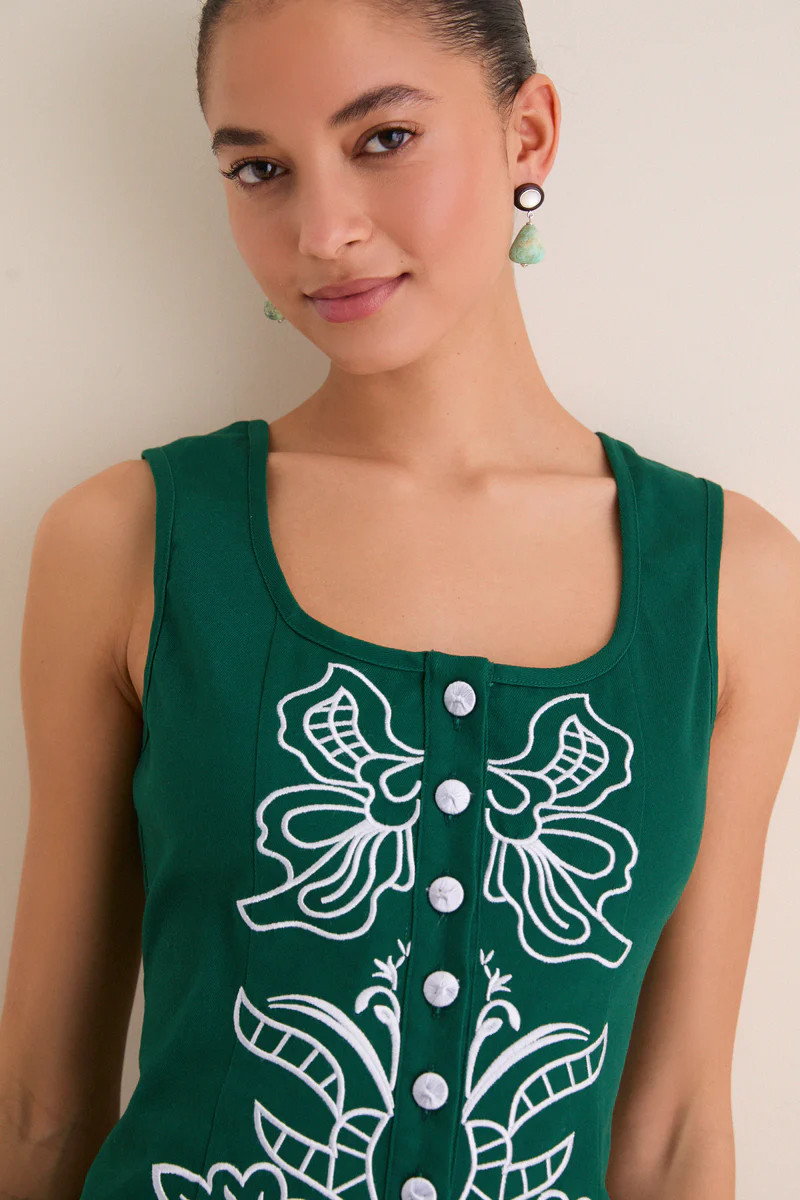 Green & Baby Blue Embroidered Lucy Mini Dress | Tuckernuck (US)