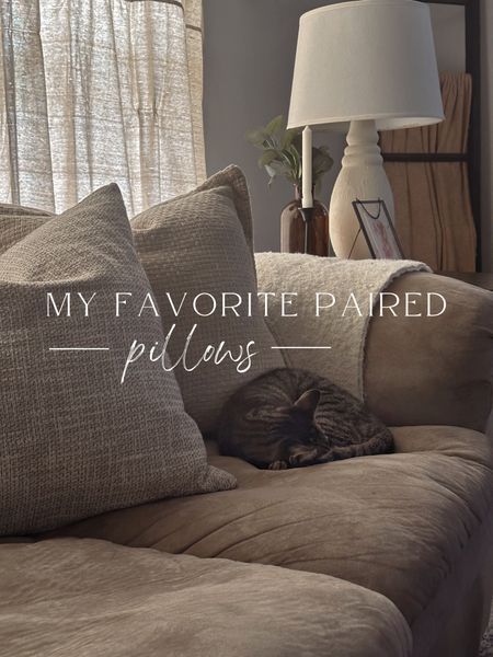 My favorite pillows that look so cute paired together! Pillow covers + luxury pillow insert + couch + living room ideas

#LTKhome #LTKFind #LTKsalealert