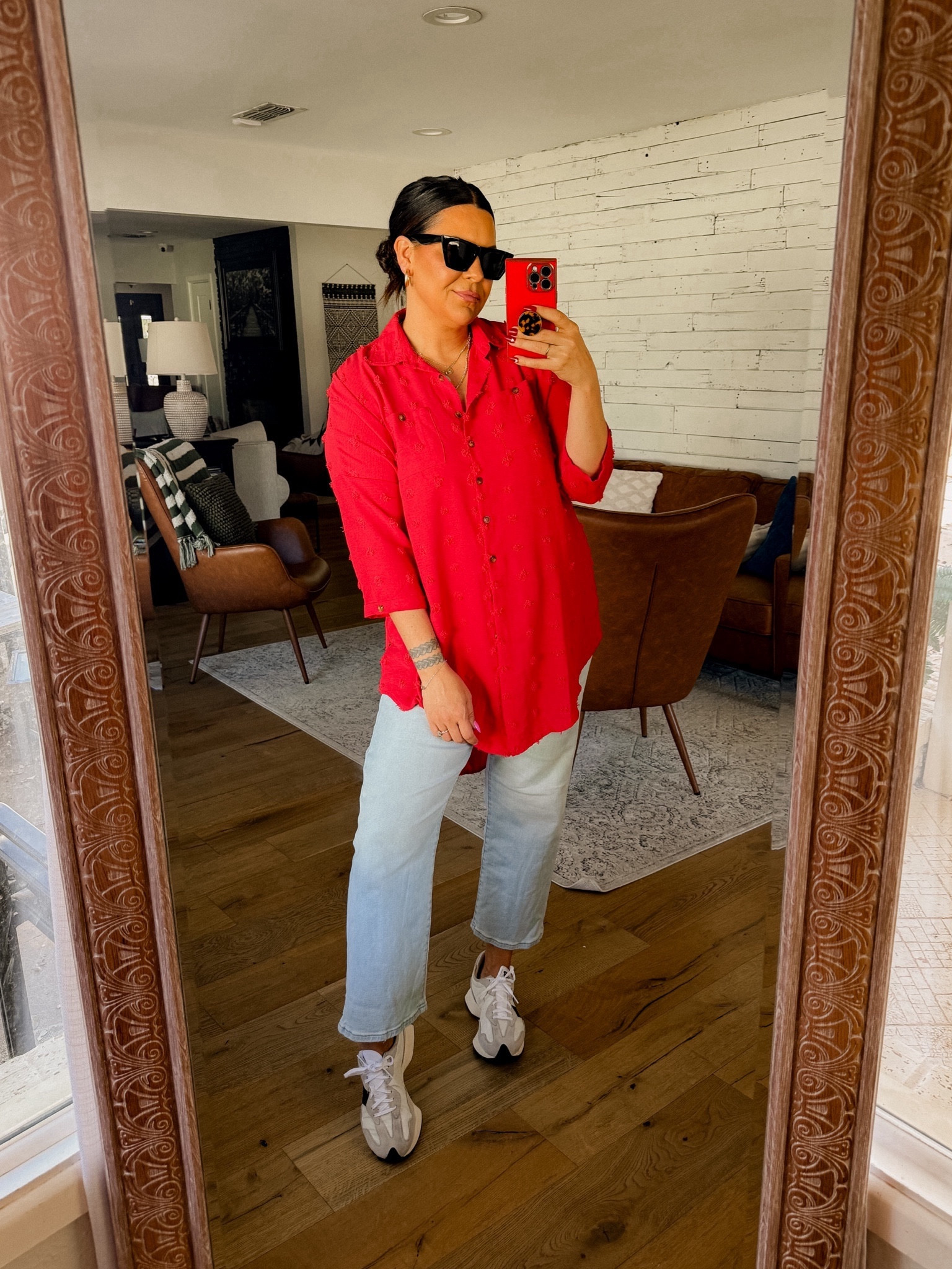 Red Amazon tunic/coverup: XL
Jeans: TTS (wearing a 32)
Sneakers: TTS


#LTKmidsize #LTKfindsunder50 #LTKstyletip