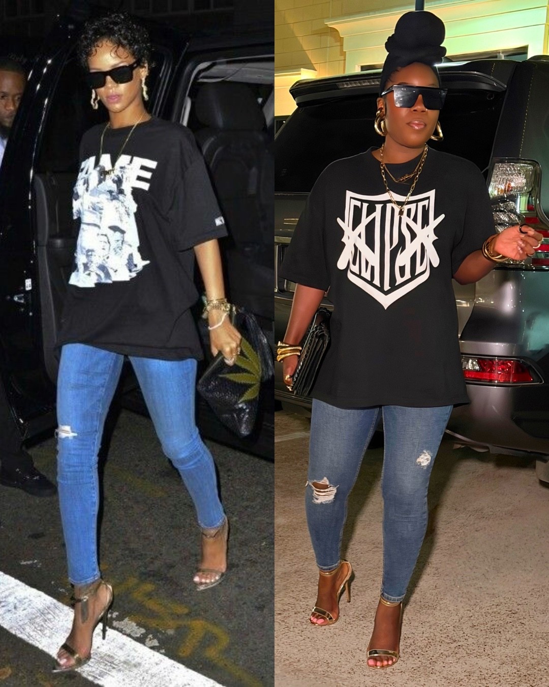 Leave it to Rihanna to have me wear an oversized Tee and denim fit a night out- it was giving cool girl🖤
Oh on my blog I was able to link the original tee shirt Im wearing on islandchic77.com , couldn’t do it here✨

#LTKootd #LTKOver40 #LTKgrwm