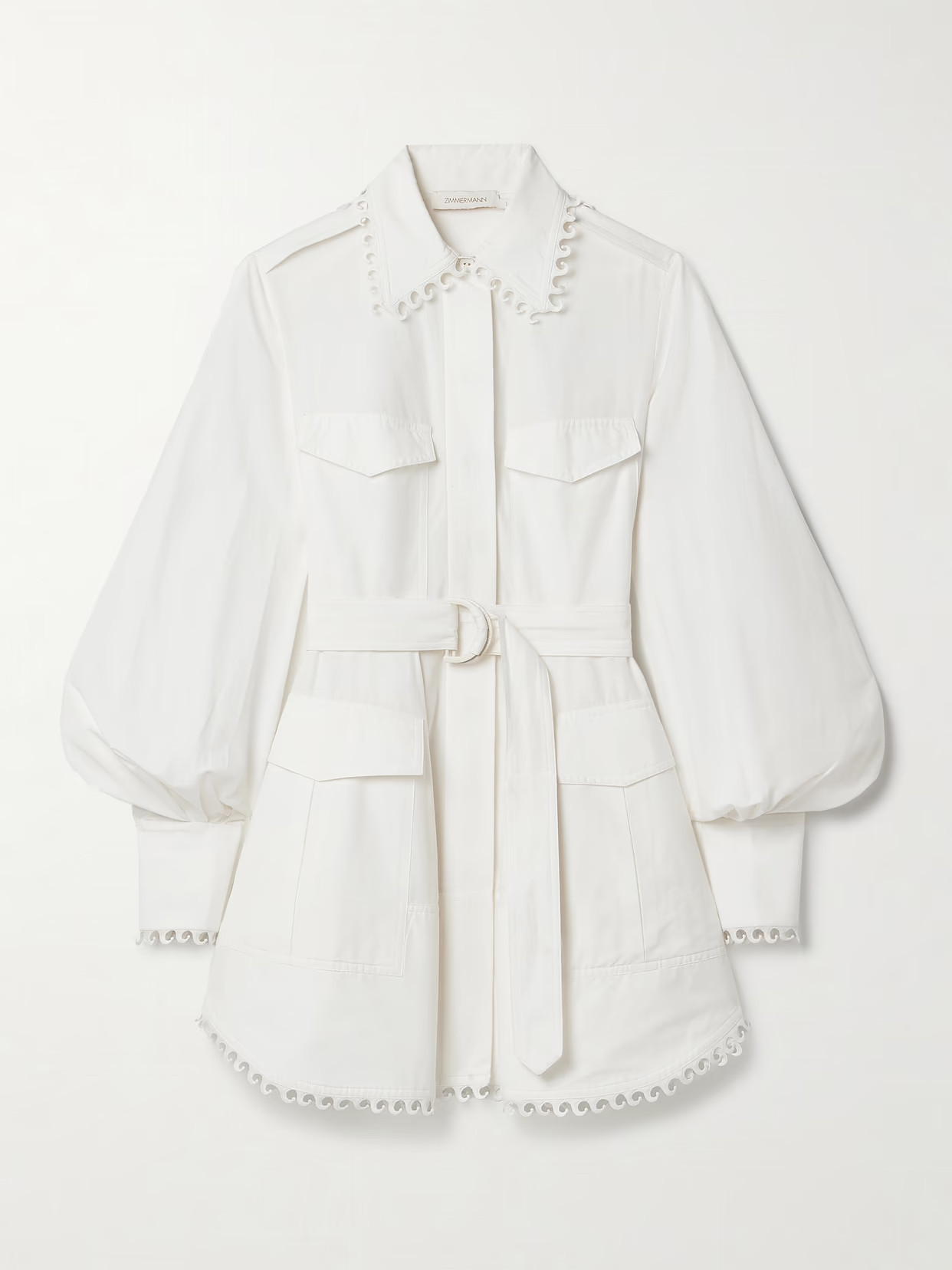 Zimmermann - Belted Cotton And Silk-blend Mini Shirt Dress - White | NET-A-PORTER (US)