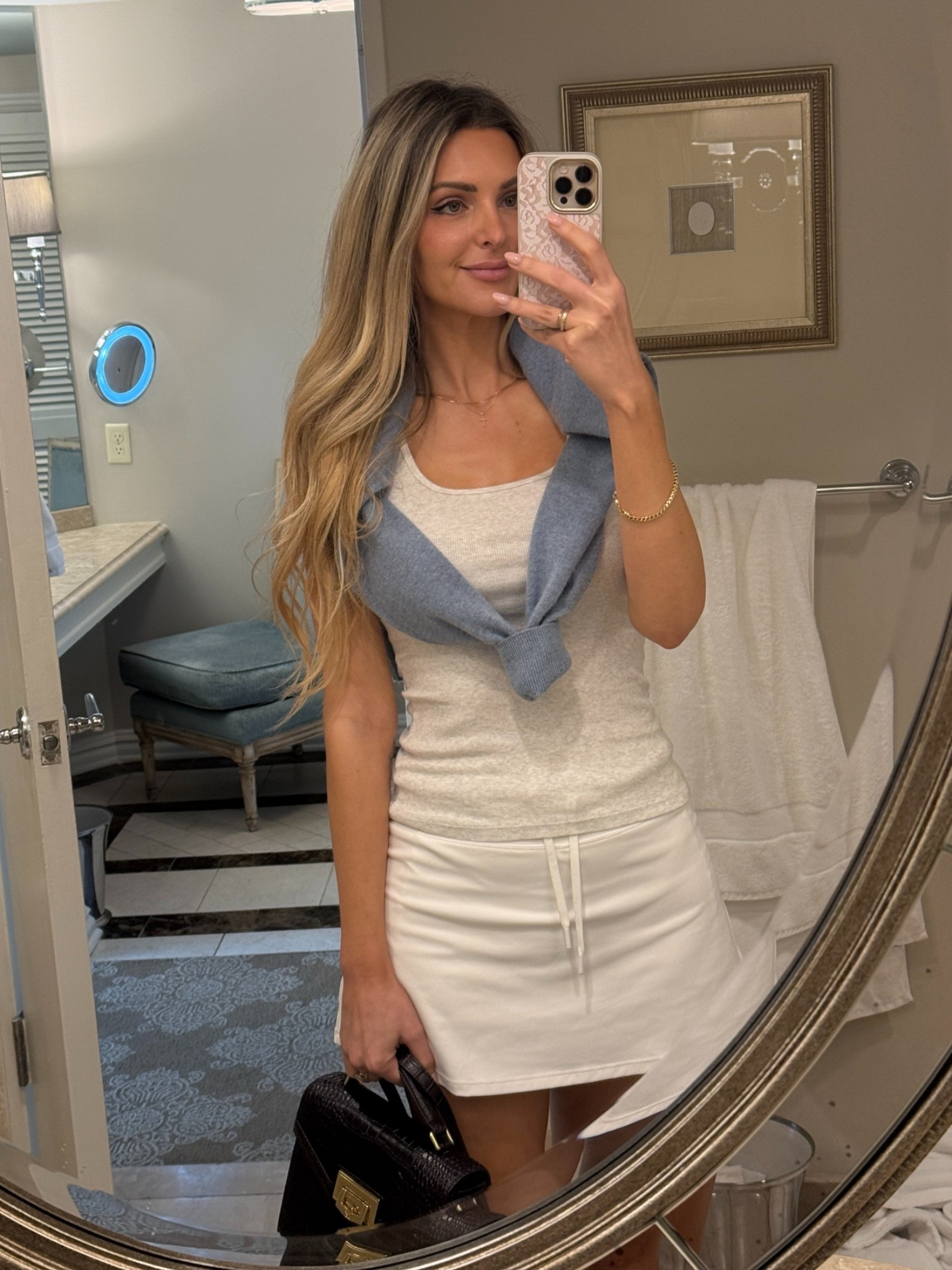 Looks put together, but it’s so comfy and affordable! 
Tank is target
Sweater is cashmere from Quince
Skirt is Amazon 
Wearing a small in everything

#LTKootd #LTKOver40 #LTKActive